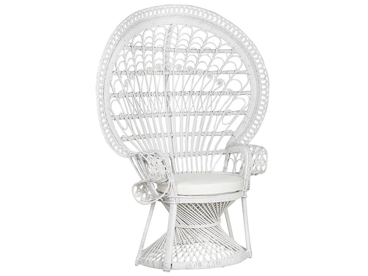 Silla Pavo Real De Ratán Blanco EMMANUELLE 4 Silla Pavo Real De Ratán Blanco EMMANUELLE - Imagen 2