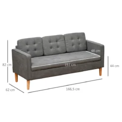 HOMCOM Sofá De 3 Plazas Acolchado Con 3 Cojines Y Reposabrazos Espacio De Almacenaje Estilo Moderno Para Salón Dormitorio 166,5x62x82 Cm Gris -Mimoso Sofa Ventas b8eb8b8347d5a7310b0497999a83502d79834224 1fa22166c6094407879c17b7e894502a