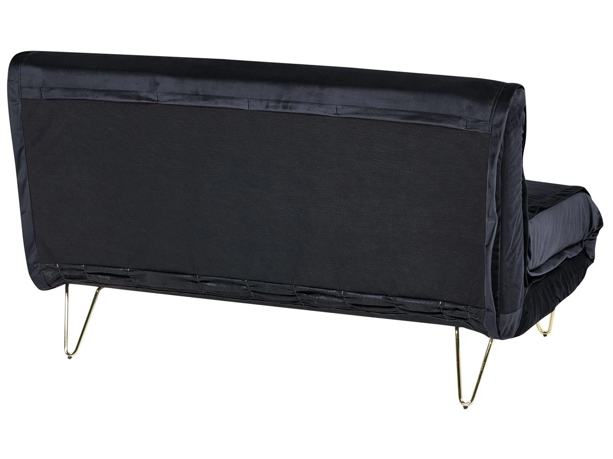 Sofá Cama 2 Plazas De Terciopelo Negro/dorado VESTFOLD 10 Sofá Cama 2 Plazas De Terciopelo Negro/dorado VESTFOLD - Imagen 8