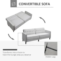 HOMCOM Sofá De 3 Plazas Convertible En Cama Tapizado En Terciopelo Con Respaldo Ajustable Y Patas De Madera Sofá Moderno Para Salón Oficina 189x81x83,5 Cm Gris -Mimoso Sofa Ventas b9e09b438f5ecfb098c1384221e42d8da5a38bc9 3a393cbf88154197ba2e819d1dee8597