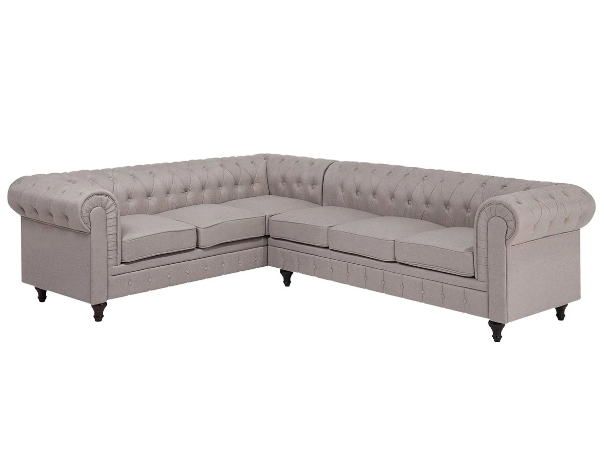 Sofá Esquinero Tapizado Beige Derecho CHESTERFIELD 3 Sofá Esquinero Tapizado Beige Derecho CHESTERFIELD