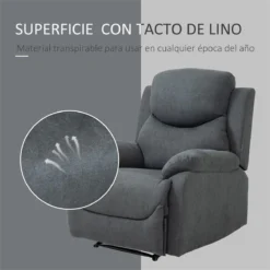 HOMCOM Butaca Tapizada Ergonómica Sillón Reclinable Manualmente 150 Grados Con Reposabrazos Y Reposapiés Acolchado Grueso De Esponja Soporta Hasta 150 Kg 97x96x105,5 Cm Gris -Mimoso Sofa Ventas c0636da9d5172b80c0cd23b69509f7d123d57887 e08f13dca70b4adb90e7de6680b6965c