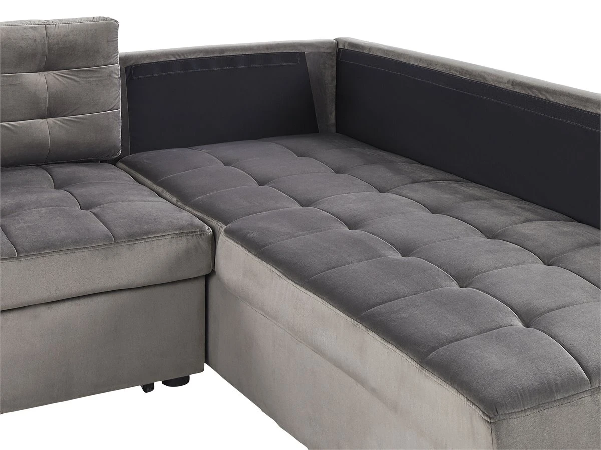 Sofá Cama Esquinero De Terciopelo Gris VARNAMO 11 Sofá Cama Esquinero De Terciopelo Gris VARNAMO - Imagen 9