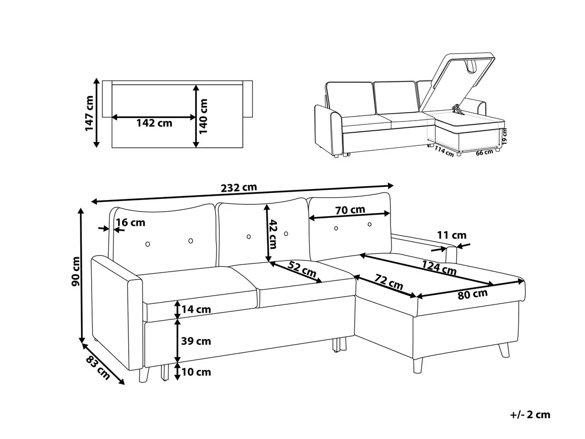 Sofá Cama Esquinero Azul Oscuro Con Almacenaje Izquierdo FLAKK 5 Sofá Cama Esquinero Azul Oscuro Con Almacenaje Izquierdo FLAKK - Imagen 3