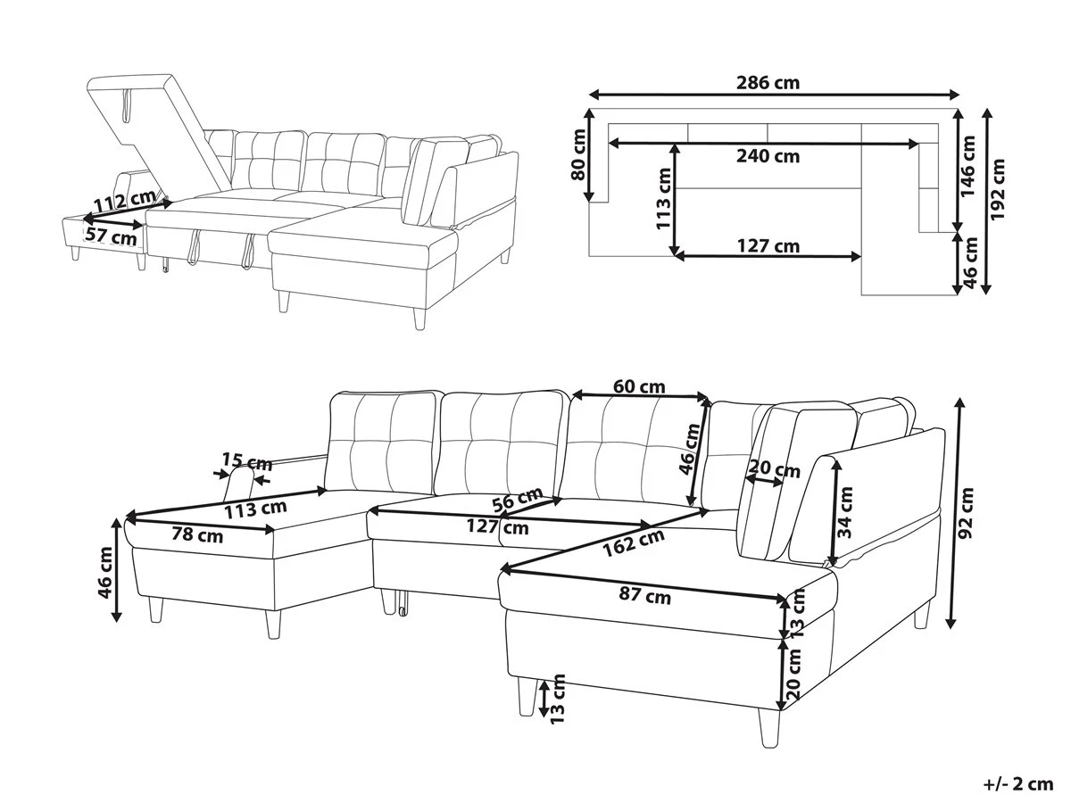 Sofá Cama 4 Plazas De Terciopelo Gris LERUM 5 Sofá Cama 4 Plazas De Terciopelo Gris LERUM - Imagen 3