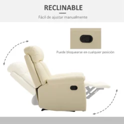 HOMCOM Sillón Relax Reclinable Tapizado En PU Butaca De Salón Con Reposapiés Retráctil Respaldo Alto Resposabrazos Y Asiento Acolchados Grueso 80x97x107 Cm Blanco -Mimoso Sofa Ventas c5c0708675070e9748a1383735792a4883b3db4a f7ddbd92fcc84b31b2bf9c24c06fb718