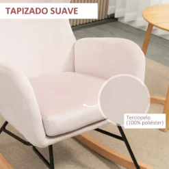 HOMCOM Silla Mecedora Tapizada En Terciopelo Sillón Balancín Relax Con Asiento Acolchado Reposabrazos Y Pies De Madera De Haya Para Salón Dormitorio 65x87x102 Cm Rosa -Mimoso Sofa Ventas c91a9635bf4bd9d3baaca25eff2ae9d3cab05375 f747a0dc28284c8ca327180c2266c47a