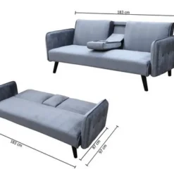 Sofá Cama 2 Plazas Click Clac Roma Reposa Vaso Terciopelo 183x74cm Gris -Mimoso Sofa Ventas ca7881f9028d1ad513c58a534516a8904e18f486 4e116a9f7dcb47d284ecf311ad983f45