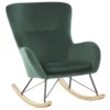 Silla Mecedora De Terciopelo Verde Oscuro/madera Clara/negro ELLAN
