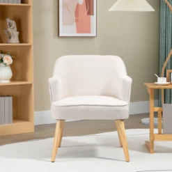 HOMCOM Sillón Nórdico Moderno Butaca De Salón Tapizada En Lino Con Patas De Madera Para Dormitorio Oficina Estudio Carga 120 Kg 64,5x65x79,5 Cm Crema -Mimoso Sofa Ventas d10bcdf82a231a0fac54eb56dc0d685970da3ac1 8ea0adb8e3184b2aa23db6d55c4f8c4e