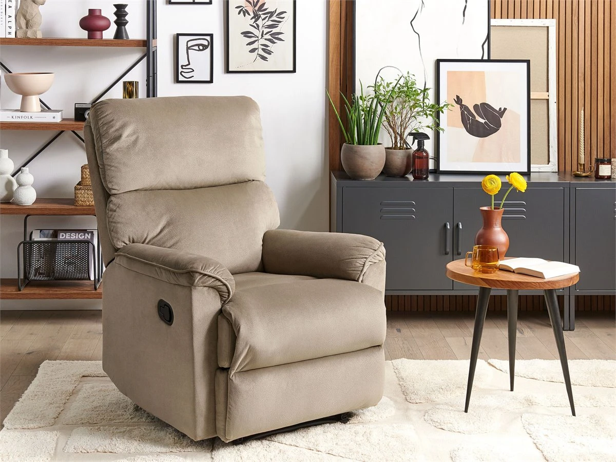 Sillón Tapizado Marrón Claro EVERTON 3 Sillón Tapizado Marrón Claro EVERTON