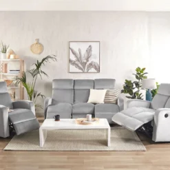 Sillón Reclinable Manual De Terciopelo Gris Claro VERDAL -Mimoso Sofa Ventas d51bb6020cf1f4017279d15842ced5255d5e758e 5736c5b530a1496a8c01ff09a1fb95f5