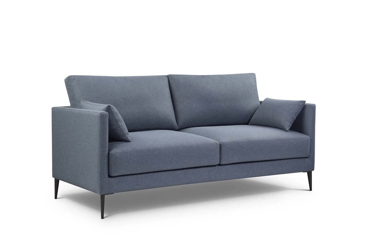 Sofa De 3 Plazas NERO En Tela Con Patas Metalicas Azul 6 Sofa De 3 Plazas NERO En Tela Con Patas Metalicas Azul - Imagen 4