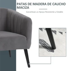 HOMCOM Sillón Nórdico Acolchado Silla Individual Tapizada En Terciopelo Vintage De Madera Con Patas Y Reposabrazos 71x65x76 Cm Gris -Mimoso Sofa Ventas db040026280b2b7abeacce56ed9a766016b723dc 896f4e5f2d0e4724ac8ff04cc1802429
