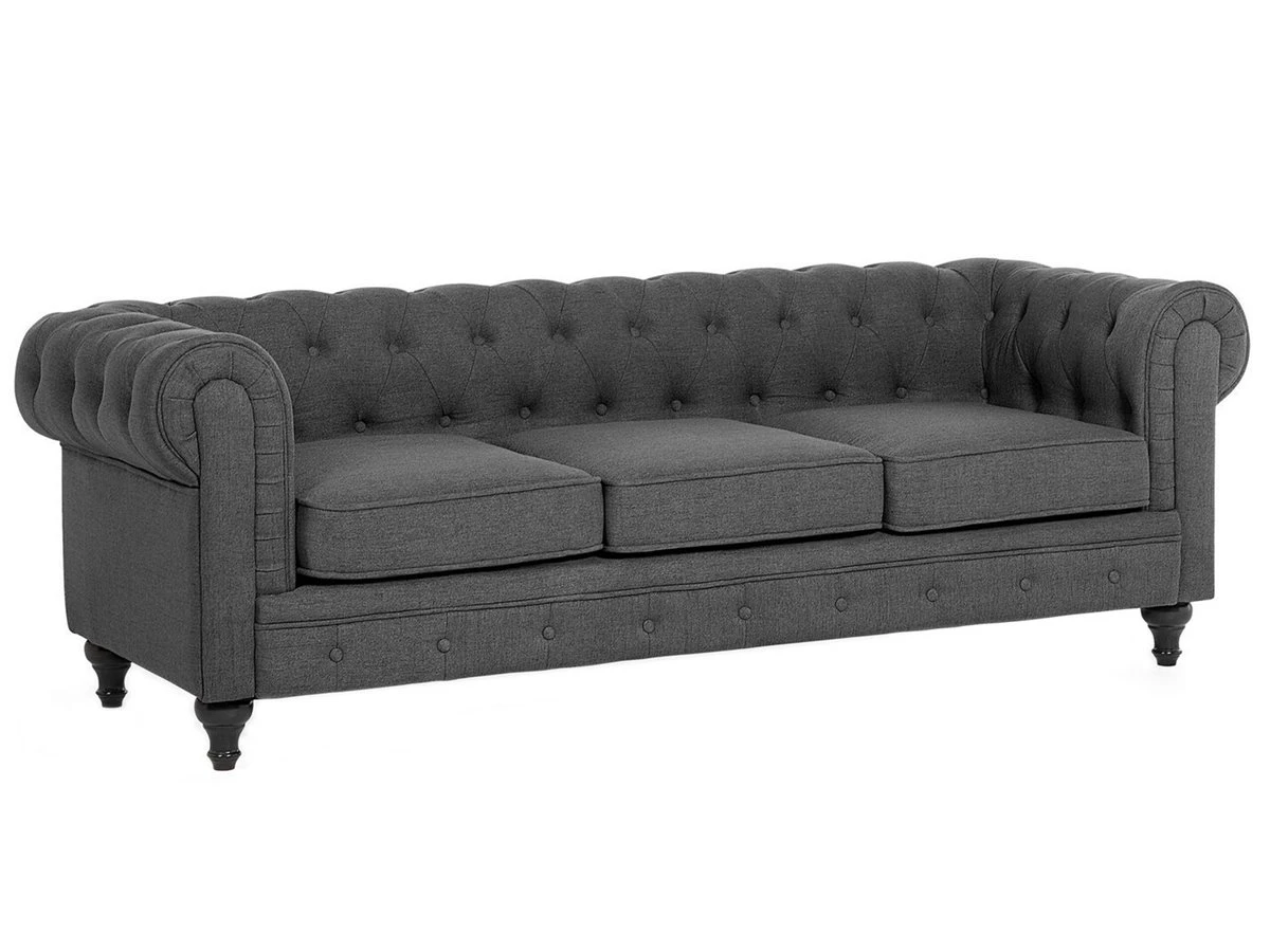 Conjunto De Sala De Estar 4 Plazas Gris CHESTERFIELD 7 Conjunto De Sala De Estar 4 Plazas Gris CHESTERFIELD - Imagen 5