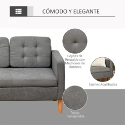 HOMCOM Sofá De 3 Plazas Acolchado Con 3 Cojines Y Reposabrazos Espacio De Almacenaje Estilo Moderno Para Salón Dormitorio 166,5x62x82 Cm Gris -Mimoso Sofa Ventas e559aea58d99db5179ebf89503c16b9eec9a348f 87d9773c3a93499fa4493cdda1170bb7