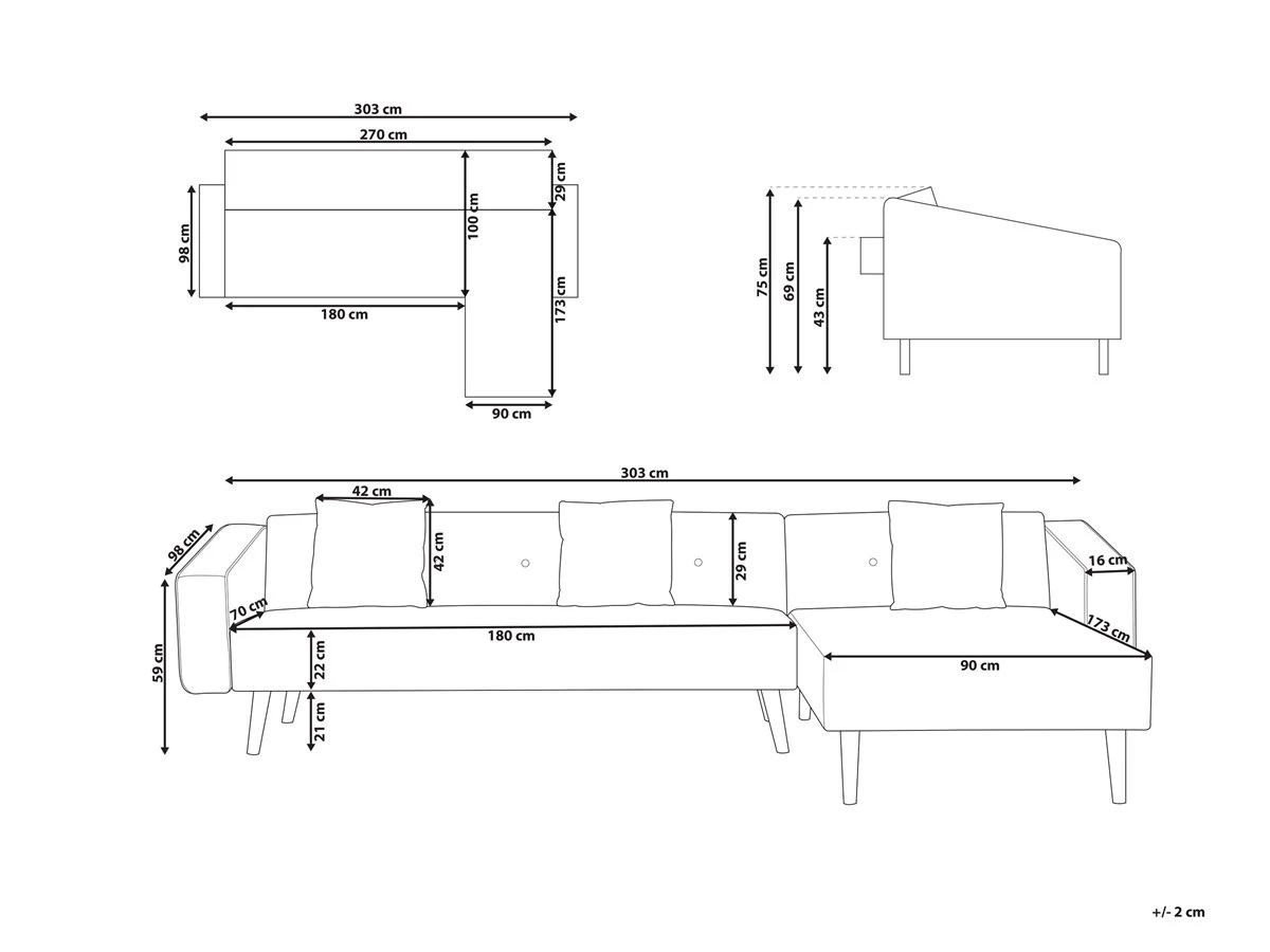 Sofá Cama Esquinero De Terciopelo Azul Izquierdo VADSO 5 Sofá Cama Esquinero De Terciopelo Azul Izquierdo VADSO - Imagen 3
