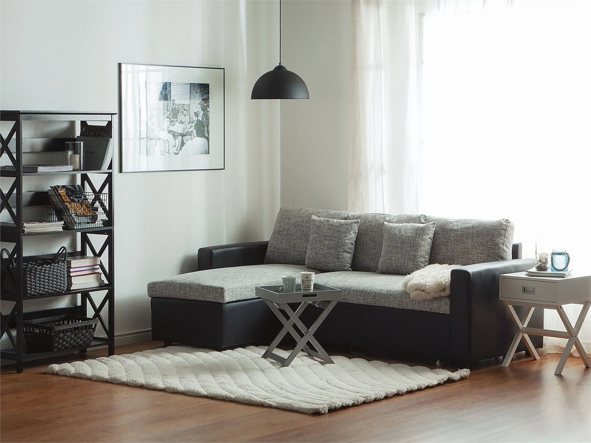 Sofá Cama Esquinero De Poliéster Gris Oscuro/beige Derecho TAMPERE 3 Sofá Cama Esquinero De Poliéster Gris Oscuro/beige Derecho TAMPERE