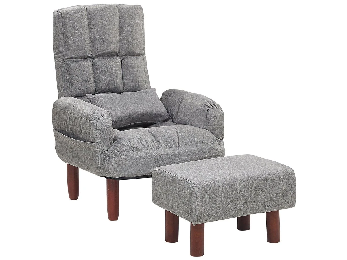 Sillón Reclinable Gris Con Reposapiés OLAND 7 Sillón Reclinable Gris Con Reposapiés OLAND - Imagen 5