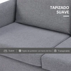 HOMCOM Sofá De 2 Plazas Tapizado En Lino Sintético Sillón Biplaza De Salón Con Cojines Acolchados Desenfundables Reposabrazos Y Patas De Acero 130x67x76,5 Cm Gris -Mimoso Sofa Ventas e91382ff7aa56dba4e36ed83fb258f03e9eec844 3ecb82ec8a8446de9b2f6ece6d0b03e1