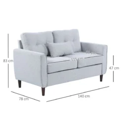 HOMCOM Sofá De 2 Plazas Sillón Biplaza Para Salón Con Cojines Y Asiento Acolchado Funda De Almohada Lavable 140x78x83 Cm Gris Claro -Mimoso Sofa Ventas ed5b11b86171a22babd9fd0ba19a6dfed755cfa5 4a1e381673a246bdbe15da98a4d1ed2c