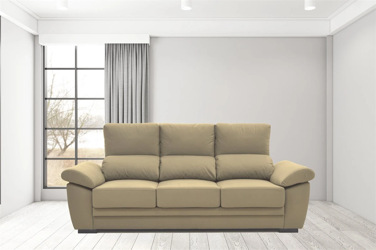 Sofá 3 Plazas De Microfibra ARGOS Color Beige 4 Sofá 3 Plazas De Microfibra ARGOS Color Beige - Imagen 2