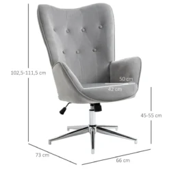 HOMCOM Sillón Individual Tapizado En Terciopelo Sillón De Salón Con Altura Ajustable Reposabrazos Giratorio 360° Para Oficina Estudio Dormitorio 66x73x102,5-111,5 Cm Gris 11 HOMCOM Sillón Individual Tapizado En Terciopelo Sillón De Salón Con Altura Ajustable Reposabrazos Giratorio 360° Para Oficina Estudio Dormitorio 66x73x102,5-111,5 Cm Gris -Mimoso Sofa Ventas ef3892cc3fae5411831984bf2db8d8845c3e295d 627177efbcf644bbb8556bbed8816bcf