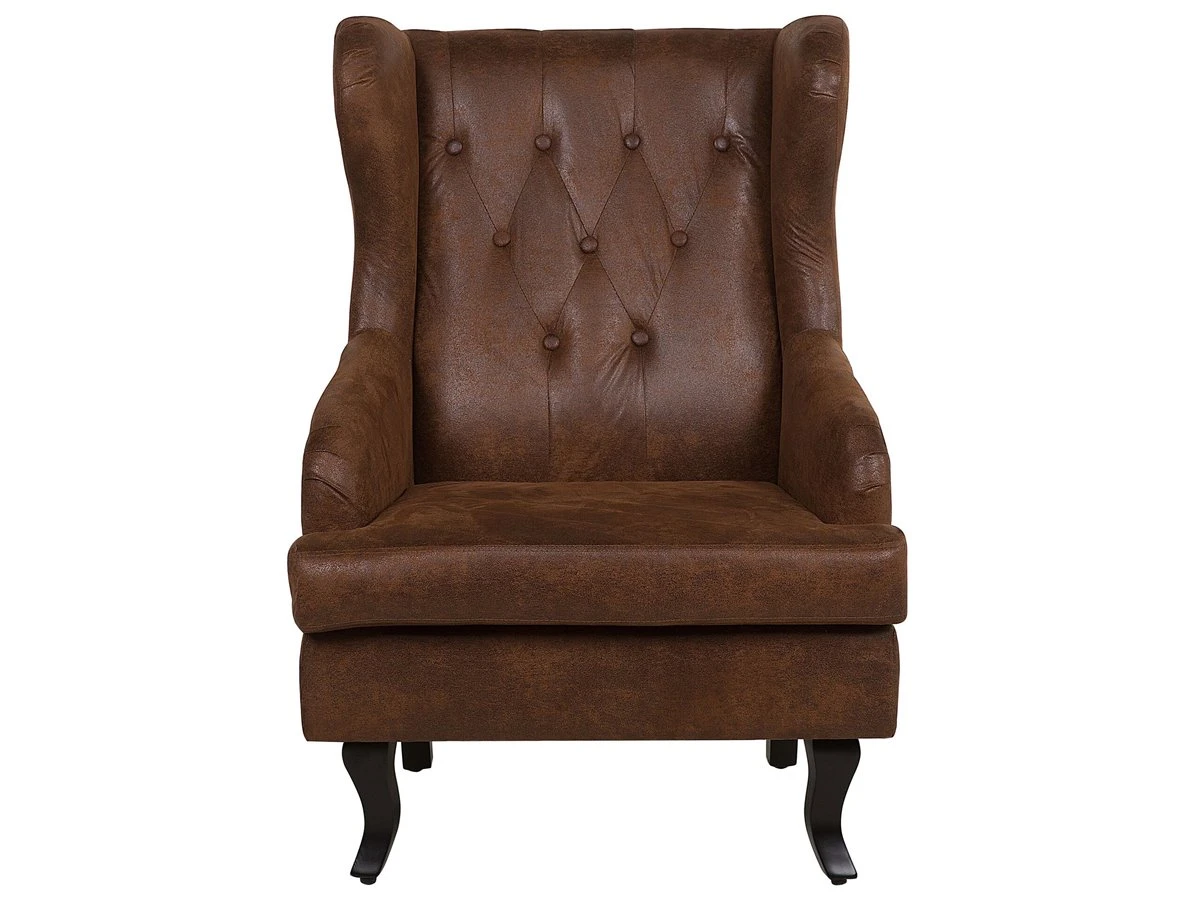 Sillón De Piel Sintética Marrón/madera Oscura ALTA 6 Sillón De Piel Sintética Marrón/madera Oscura ALTA - Imagen 4