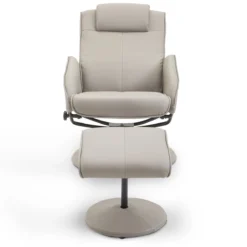 HOMCOM Sillón Relax Reclinable Hasta 145° Con Taburete Reposapiés Sillón De Salón Giratorio 360° Tapizado En PU Y Estructura De Acero 78x67x98 Cm Gris -Mimoso Sofa Ventas f19392d97e577ecd017084db2291917e8d09460e 5cf1a930245e4b0e96b3a039a3547404