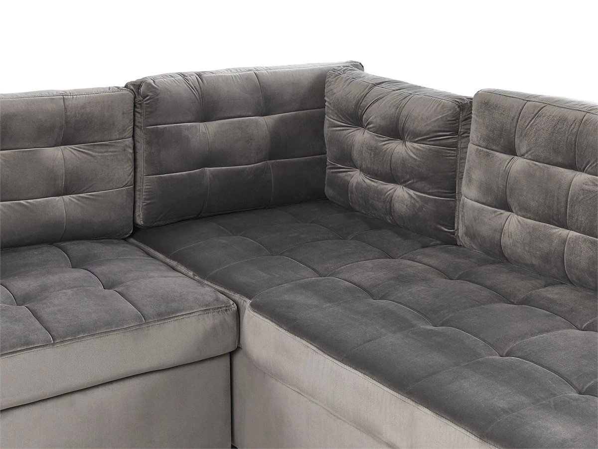 Sofá Cama Esquinero De Terciopelo Gris VARNAMO 10 Sofá Cama Esquinero De Terciopelo Gris VARNAMO - Imagen 8