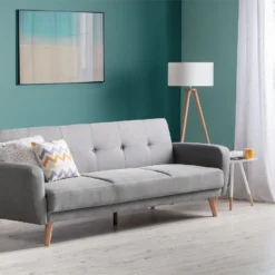 Sofá Cama 3 Plazas Tapizado Gris Claro FLORLI