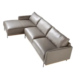Sofá Chaise Longue (L) Tapizado En Piel De Origen Vacuno Color Gris Oscuro Con Base En Madera De Haya Vaporizada. Estructura De Patas En Acero Macizo Inoxidable Oscurecido. -Mimoso Sofa Ventas f4e555a8eb2b72da20c469838194499121edbb3b e85f7f9712cd41338b4a9d656ad16155