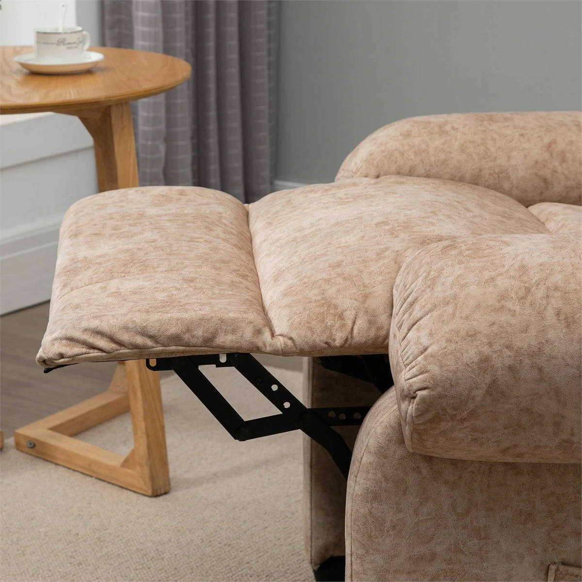 HOMCOM Sillón Relax Reclinable Manual Tapizado En Terciopelo Acolchado Con Reposapiés Retráctil Y Bolsillos Laterales Para Salón Oficina Dormitorio 96x91x108 Cm Beige 10 HOMCOM Sillón Relax Reclinable Manual Tapizado En Terciopelo Acolchado Con Reposapiés Retráctil Y Bolsillos Laterales Para Salón Oficina Dormitorio 96x91x108 Cm Beige - Imagen 8