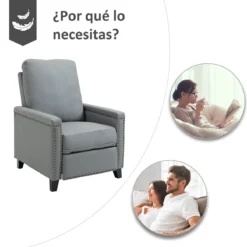 HOMCOM Sillón Relax Reclinable Hasta 140° Tapizado En PU Con Reposapiés Retráctil Asiento Y Respaldo Acolchados Para Salón Oficina Dormitorio 70,5x86x99 Cm Gris -Mimoso Sofa Ventas f5f8bcbf1bb88ff23179a9754fa3195ec86a2f4d d26fab2db30644cdb93d6a1000ae5ef7