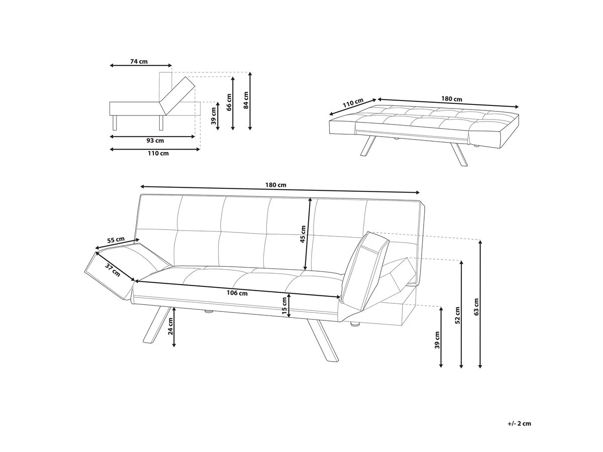 Sofá Cama Azul Oscuro BRISTOL 5 Sofá Cama Azul Oscuro BRISTOL - Imagen 3