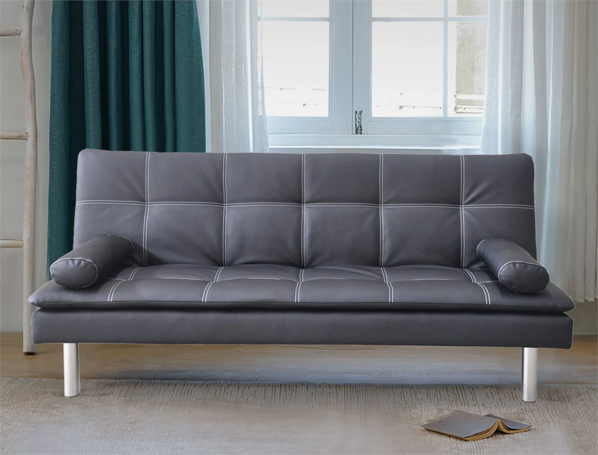 Sofá Cama De Piel SintéticaENJOY Color Negro 4 Sofá Cama De Piel SintéticaENJOY Color Negro - Imagen 2